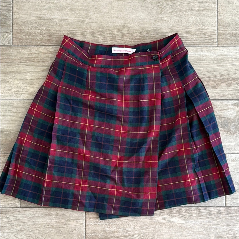 Blue and Red Mini A-Line Pleated Skirt for Casual Wear
